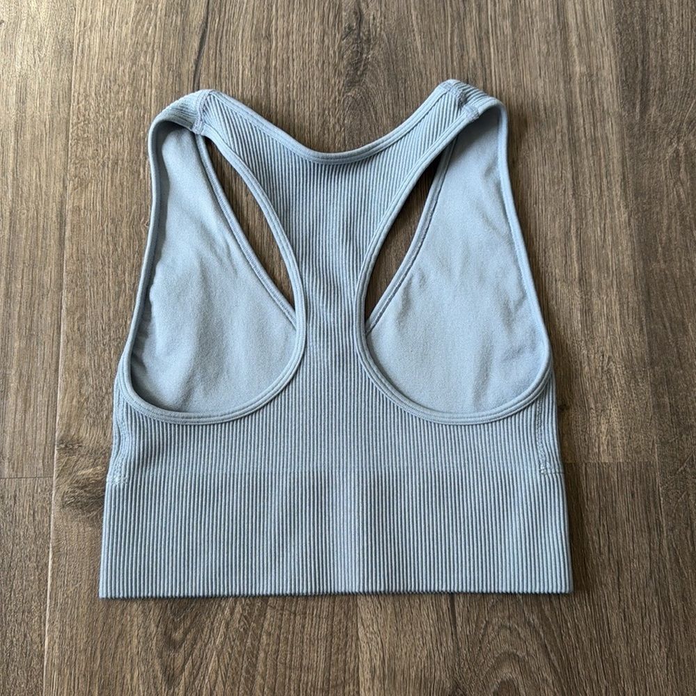 Gilly Hicks Razor Back Plunge Tank Top in Dusty Blue - Picture 2 of 3